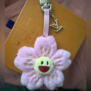 Louis Vuitton Murakami Pink Flower Keychain Bag Charm